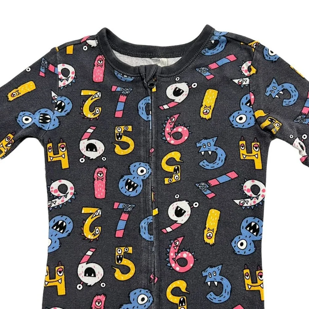 Old Navy 3T Animated Monster Numbers Footie Pajamas